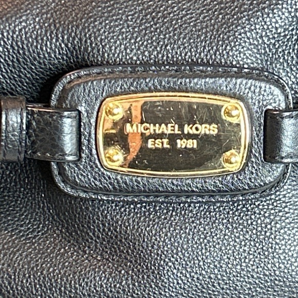 MICHAEL Kors Hamilton  Black Pebbled Leather Weekender Overnight Bag Gold Logo - Picture 11 of 12